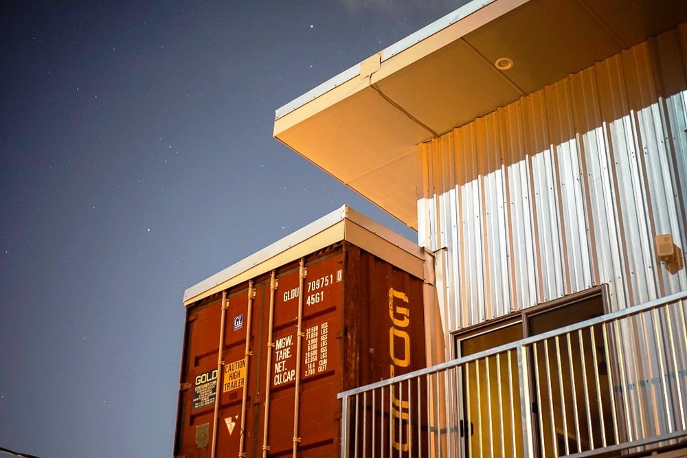 Container home at night
